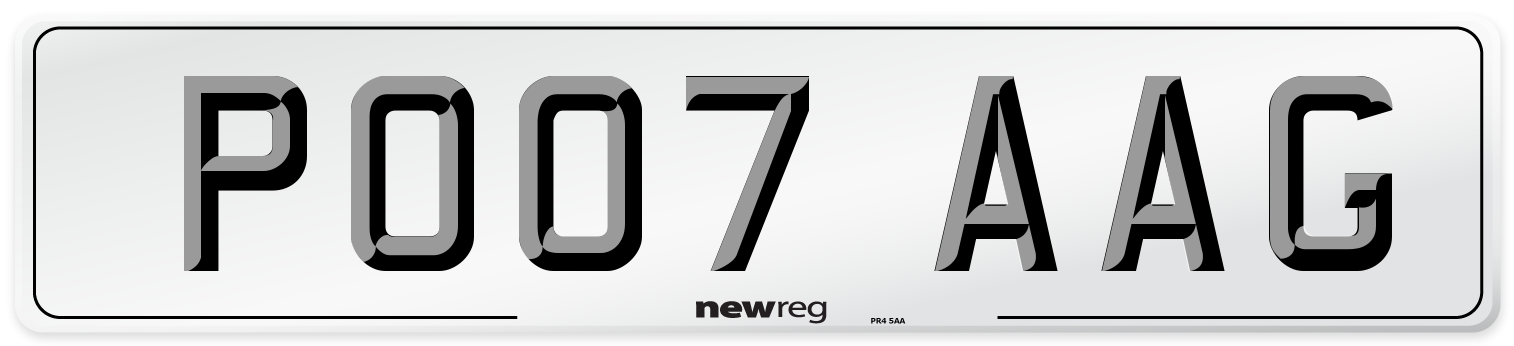 PO07 AAG Number Plate from New Reg